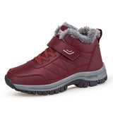 Winter Leather Boots Women Men's Shoes Waterproof Plush Keep Warm Sneakers Outdoor Ankle Snow Casual Mart Lion Red-1 37 