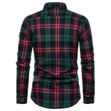 Fall Men's Long Sleeved Plaid Shirt Pockets Single Breasted Lapel Cotton Shirts MartLion   