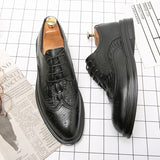 Brogue Men's Dress Shoes Soft Split Leather Footwear Crocodile Oxfords Elegant Sapato Social Masculino Mart Lion   