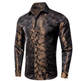 Silk Men's Shirts Long Sleeves Woven Paisley Wedding Party Over shirt Wedding MartLion   