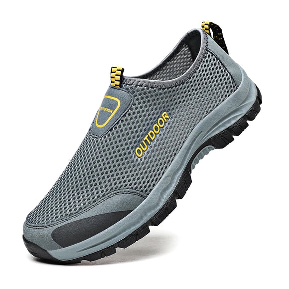 Men's casual shoes mesh breathable sports shoes outdoor beach anti-skid flat bottomed casual hiking MartLion gray 39 