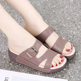 Women's Wedge Heeled Sandals Casual Open Toe Platform Slipper Slip Heel Height 4.0cm MartLion   