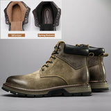 Natural Leather Winter Boots Genuine Cow leather Warm Men's Winter Shoes MartLion   