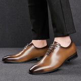 Men's Dress Shoes Vintage Designer Office Lace-Up Dress Genuine Leather Oxford Mart Lion   