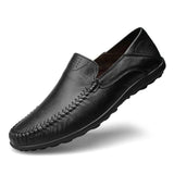 Genuine Leather Men's Shoes Casual Luxury Formal Loafers Moccasins Breathable Slip Boat MartLion Black 38 
