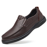 Genuine Leather Men's Loafers Slip On Casual Shoes Hollow out Breathable Flat Footwear Flat for driving Mart Lion Brown 38(24cm) 