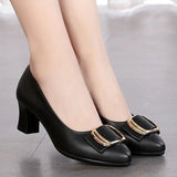 Women Classic Pointed Toe Spring Slip on Square Heel Pumps Elegant Shoes MartLion d 40 