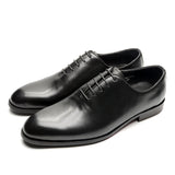 Classic Handmade Men's Dress Shoes Office Lace-Up Genuine Leather Whole Cut Round Toe Oxford Wedding Formal Shoes MartLion Black EUR 38 