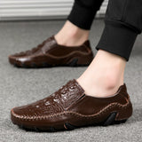 Crocodile Pattern Men's Loafers Genuine Leather Casual Shoes Moccasins Octopus Shape Boat Footwear Mart Lion   