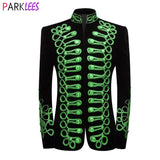 Men's Double Breasted Embroidery Court Prince Style Blazer Suit Jacket Stand Collar Wedding Party Prom Blazers Stage Mart Lion   