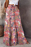 Ethnic Style Vintage Long Skirt Women Summer Loose Beach Ladies  Casual MartLion flowers S 