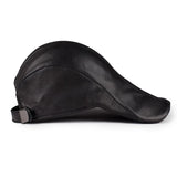 Genuine Goatskin Leather Men's Berets Cap Hat Real Leather Adult Striped Black Hats MartLion   