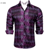 Men's Dress Shirts Black Gold Long Sleeve Formal Button-Down Collar Social Slim Fit Shirt Spring Casual Blouse MartLion   