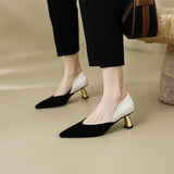 Spring Women Shoes Kid Suede Square Toe Chunky Heel Slip-On Pumps Concise High Heel 6cm MartLion   