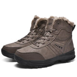 Men's Boots Lightweight and Warm Winter Snow Boots Waterproof Non-slip Shoes Lace-up Mid-tube Velvet MartLion Brown 39 
