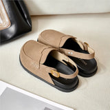 Birkenstocks leather overhead sandals women's summer soft sole thick sole half slippers to wear lazy shoes MartLion   