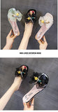 Ladies Slippers Bow Knot Summer String Bead Transparent Slippers Women Shoes Mules Mid Heels Slides Mart Lion   