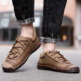 Classic Casual Shoes Men's Lace Up Sewing Leather Outdoor Sneakers Work Daily Mart Lion   