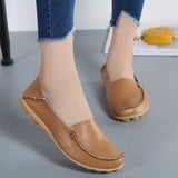 Flat Shoes Slip For Women's moccasins Genuine Leather Loafers MartLion Light Brown 44 