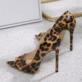 Liyke Shoes Pumps Women Leopard Print Pointed Peep Toe Stripper Heels Party Female Sandals Stiletto Zapatos Mujer Mart Lion   