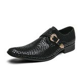 Golden Shoes Men's Women Pointed Toe Leather Dress Wedding Zapatos De Vestir MartLion black 5921 36 CN