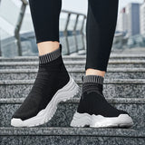 Lightweight Couple High-top Sock Shoes Breathable Running Shoes Men's Trendy Casual MartLion   