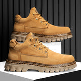 Winter Plush High Top Men's Black Boots Lace-Up Round Toe Leisure All-match Men's Casual Leather Shoes Non-slip Rubber