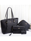  4Psc Set Women Handbags Large Capacity Ladies Leather Tote Shoulder Bags PU Leather Purse Block Handle Tote MartLion - Mart Lion