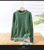  Men's Knitted Sweatshirts Crewneck Sweater Pullover Jumpers Green Clothing Autumn Winter Tops MartLion - Mart Lion