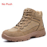 Winter safety shoes warm plush high top work with steel toe cap indestructible safety boots men's work MartLion No Plush 36 