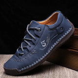 Leather Casual Men Shoes Breathable Ourdoor Shoes Men MartLion Blue 2 47 