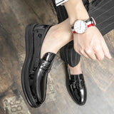 Shoes Loafers Men Patent Leather Wedding Shoes Black Casual Leather Shoes MartLion   