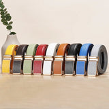 Golden Automatic Buckle Belt Men's and Women Universal Casual Red Blue Green Black White Female Waistband MartLion   
