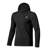 Men's Quick Drying Sport Long Sleeves with Hood Breathable Hooded Long Shirt Sun Protection Tees For Running Mart Lion Black M 