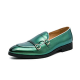 British Style Pointed Men's Dress Shoes Low-heel Leather Casual Slip-on Social MartLion green 11028 38 CHINA