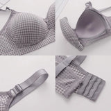 Bras Plaid Thin Cup Push Up  Bralette Tops Female Middle Aged Padded MartLion   