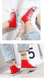 Summer Men's Flats Shoes All Black White Red Casual Canvas Sneakers Lace-Up High Top MartLion   