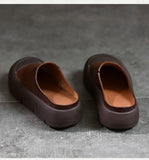 Retro leather half slippers summer wear niche layer cowhide flat MartLion   