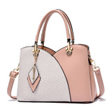 PU Leather Large Capacity Woman Handbag Grid Shoulder Bag Casual Luxury Designer Patchwork Crossbody Pack Mart Lion Pink  NVBAO92 27.5x13x19.5cm 