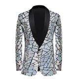 Luxury Wave Striped Gold Sequin Blazer Jackets Men's Shawl Lapel One Button Shiny Party Wedding Suits Jackets Tuxedo Blazer MartLion   