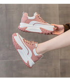 Spring Leather White Shoes Female Thick-soled Height Lace-up Platform Sneakers Women Designer Zapatos De Mujer Mart Lion   