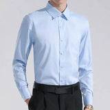 Men's White Shirt Long-sleeved Professional Work Collared Clothing Casual Suit Button Tops MartLion   