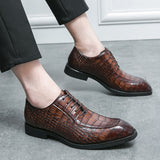 British Style Men's Oxfords Plaid Leather Shoes Dress Shoes Elite Formal Mart Lion   