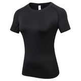 Fitness Women's Shirts Quick Drying T Shirt Elastic Yoga Sport Tights Gym Running Tops Short Sleeve Tees Blouses Jersey camisole MartLion type 2-black S 
