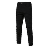 Jeans Men's Solid Color Slim Fit Straight Trousers Cotton Casual Wear Denim Jeans Pants MartLion   