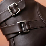 Leather Chelsea Boots Men White Dress Boots Men Casual High top Buckle Strap Formal Shoes Men Motorcycle Boots MartLion