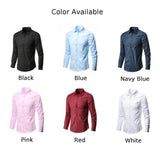  Men's Casual Long Sleeved Shirt Classic Fit White Blue Black Smart Social Dress Premium Mart Lion - Mart Lion