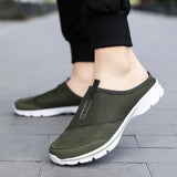 Summer men's Baotou mesh shoes breathable half drag no heel lazy slippers MartLion Army Green Male 35 