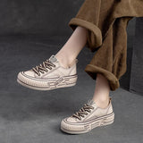 Genuine Leather Lace-up Sewing Flats Handmade Concise Leisure Women Flat Shoes Spring Autumn MartLion   