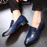 Men's Classic Retro Loafers Microfiber Leather Casual Shoes Wedding Party Moccasins Outdoor Driving Flats Mart Lion Blue 37 (US 5.5) 